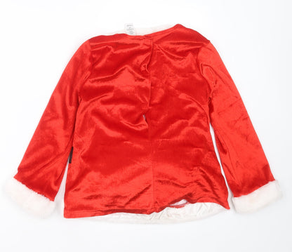George Boys Red  Polyester Basic T-Shirt Size 7-8 Years Collared  - Santa Fancy Dress