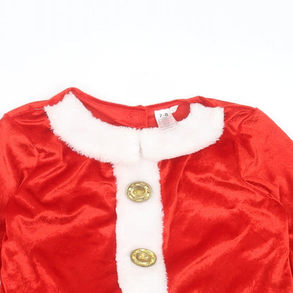 George Boys Red  Polyester Basic T-Shirt Size 7-8 Years Collared  - Santa Fancy Dress