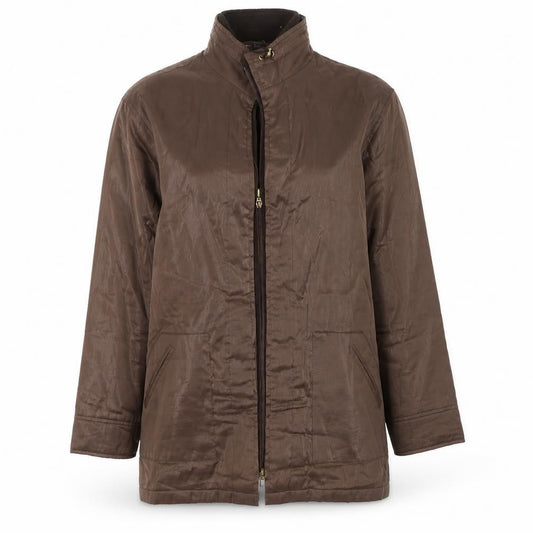 Front view of Bonmarché women’s brown jacket, size M, zip
