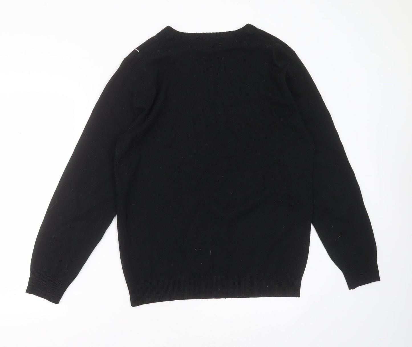 Cedar Wood State Mens Black V-Neck  Acrylic Pullover Jumper Size M