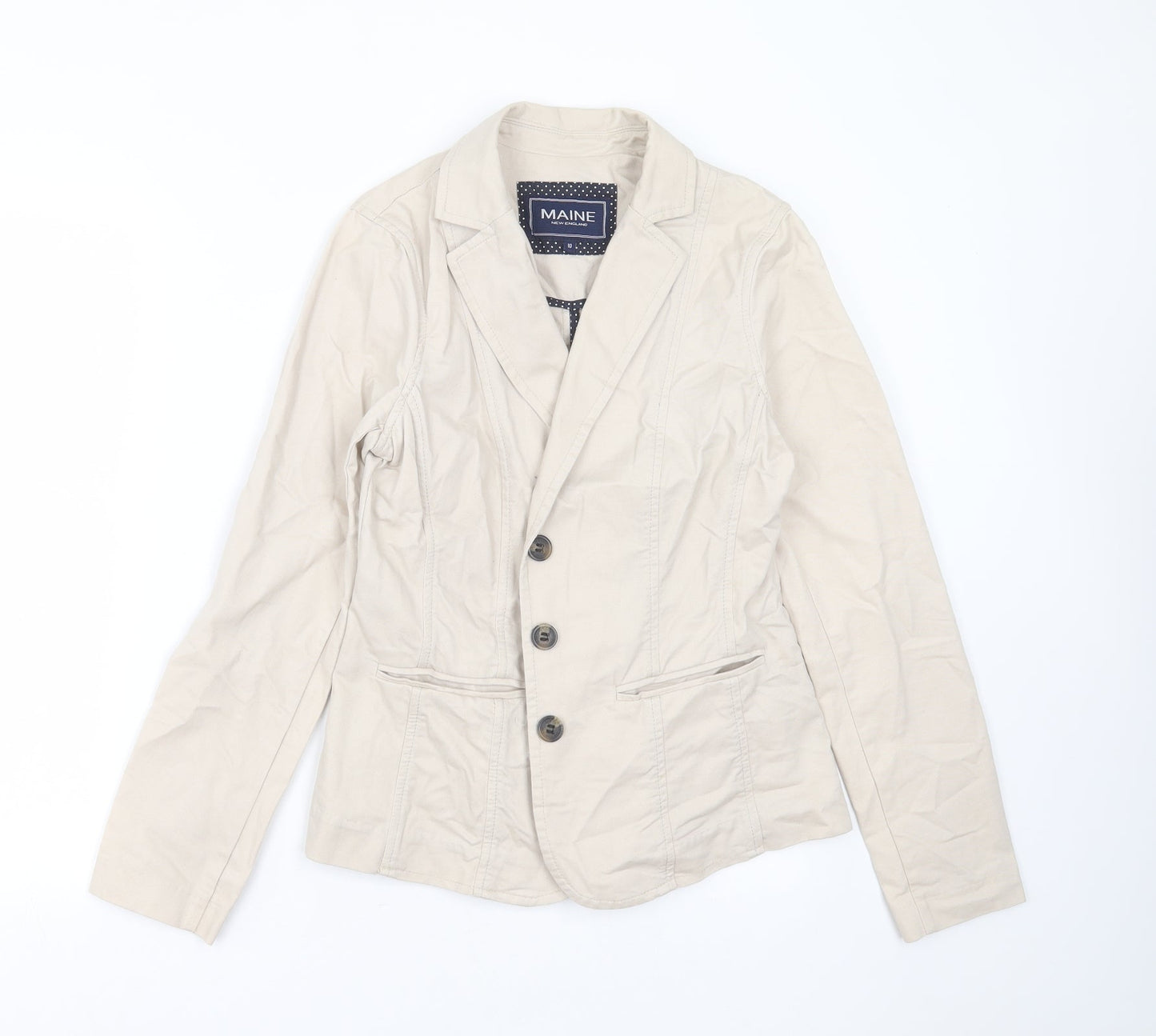 Maine New England Womens Beige   Jacket  Size 10  Button