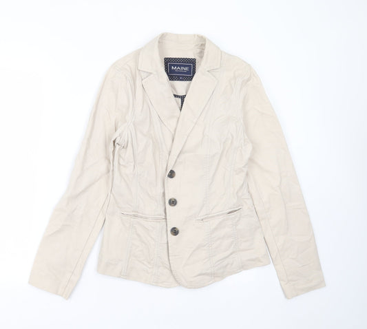 Maine New England Womens Beige   Jacket  Size 10  Button