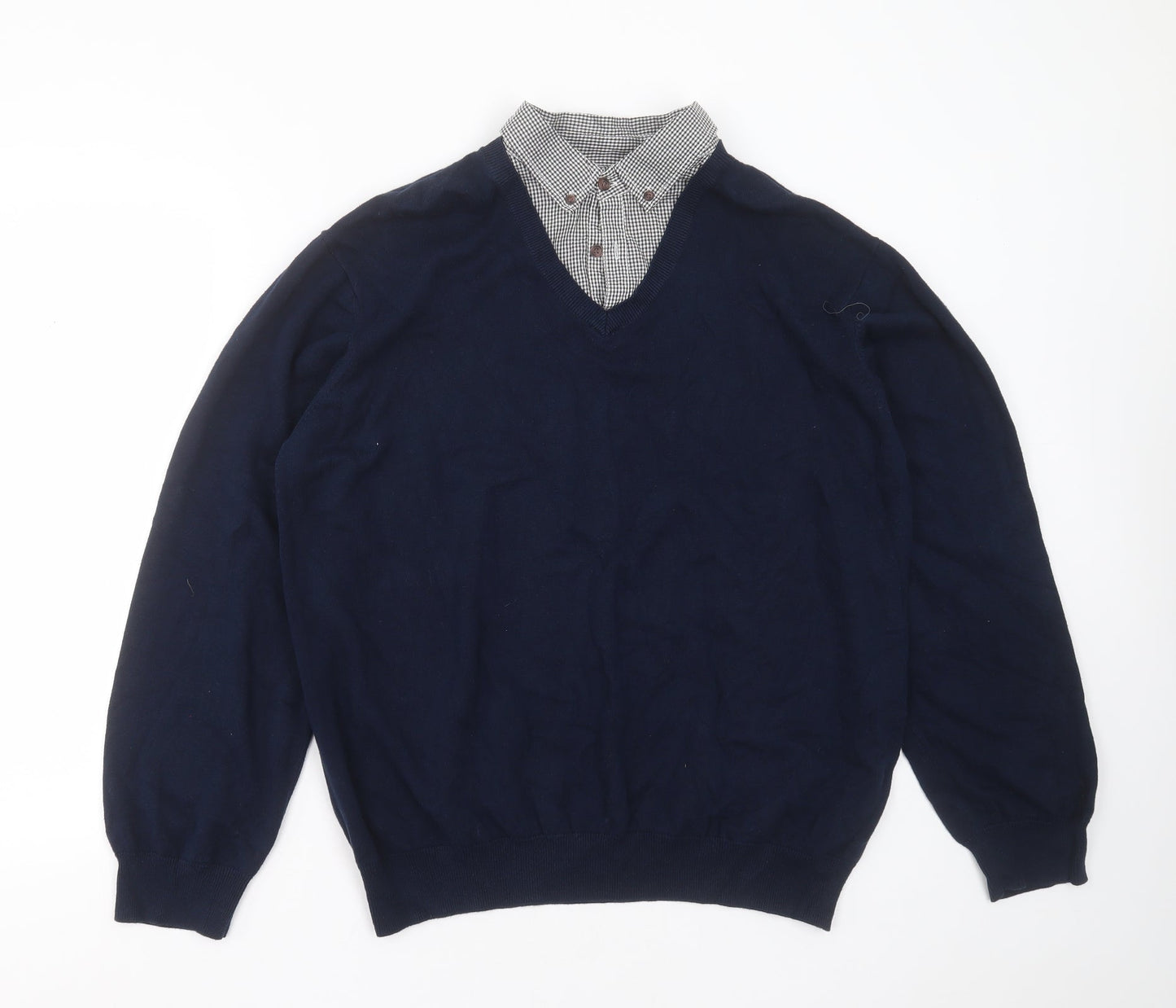 SANDSTONE Mens Blue Collared  Polyester Pullover Jumper Size XL