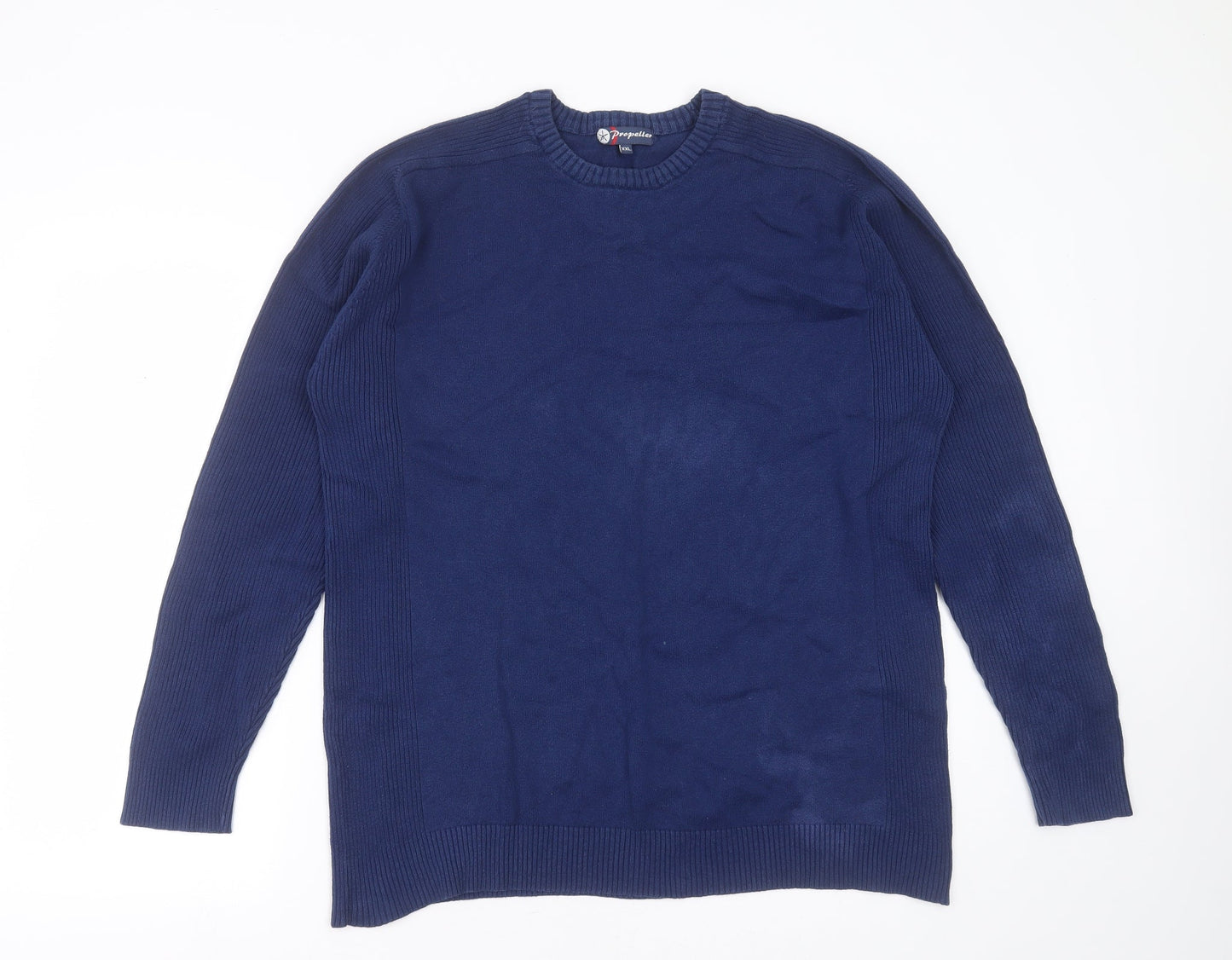 Propeller Mens Blue Round Neck  Cotton Pullover Jumper Size 2XL