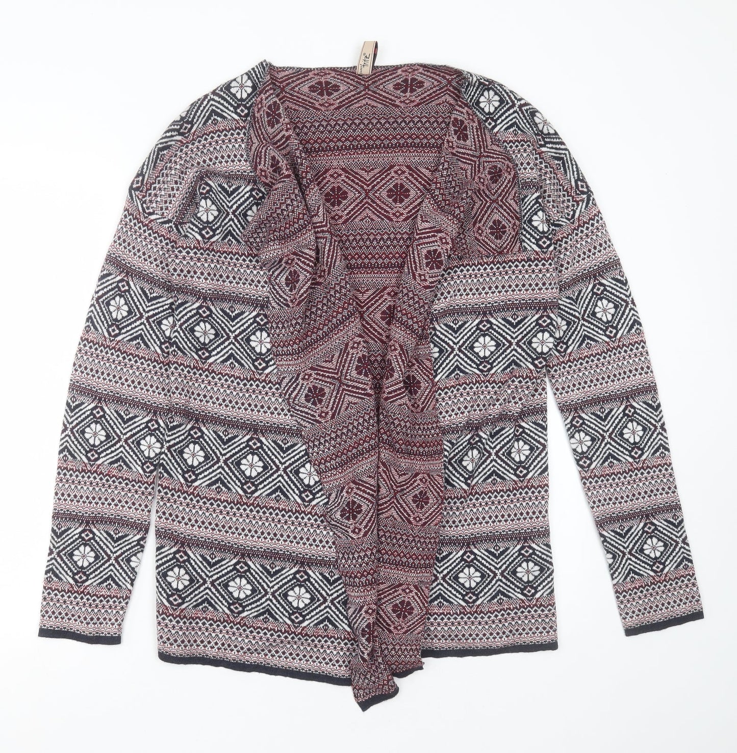 MultiBlu Womens Blue V-Neck Geometric Viscose Cardigan Jumper Size M