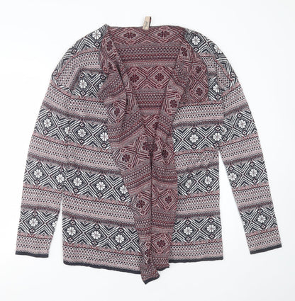 MultiBlu Womens Blue V-Neck Geometric Viscose Cardigan Jumper Size M