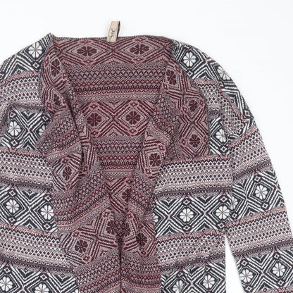 MultiBlu Womens Blue V-Neck Geometric Viscose Cardigan Jumper Size M