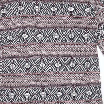 MultiBlu Womens Blue V-Neck Geometric Viscose Cardigan Jumper Size M