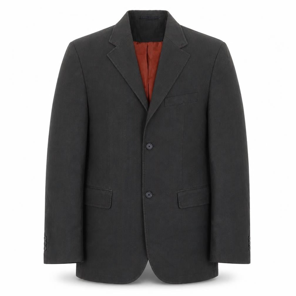 Front view of Lakeland men’s grey striped cotton jacket blazer, size 40