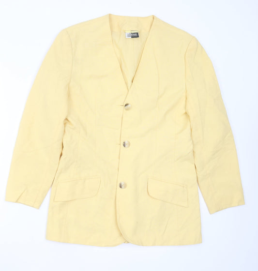 Additional front view of ADDITIONS women’s yellow polyester jacket suit jacket, size UK 12