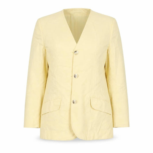 Front view of ADDITIONS women’s yellow polyester jacket suit jacket, size UK 12