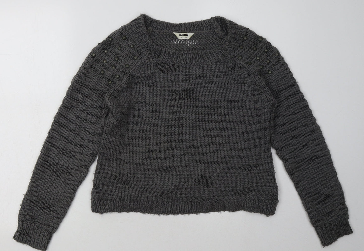 Tammy Girls Grey  Acrylic Pullover Sweatshirt Size 14-15 Years  Pullover