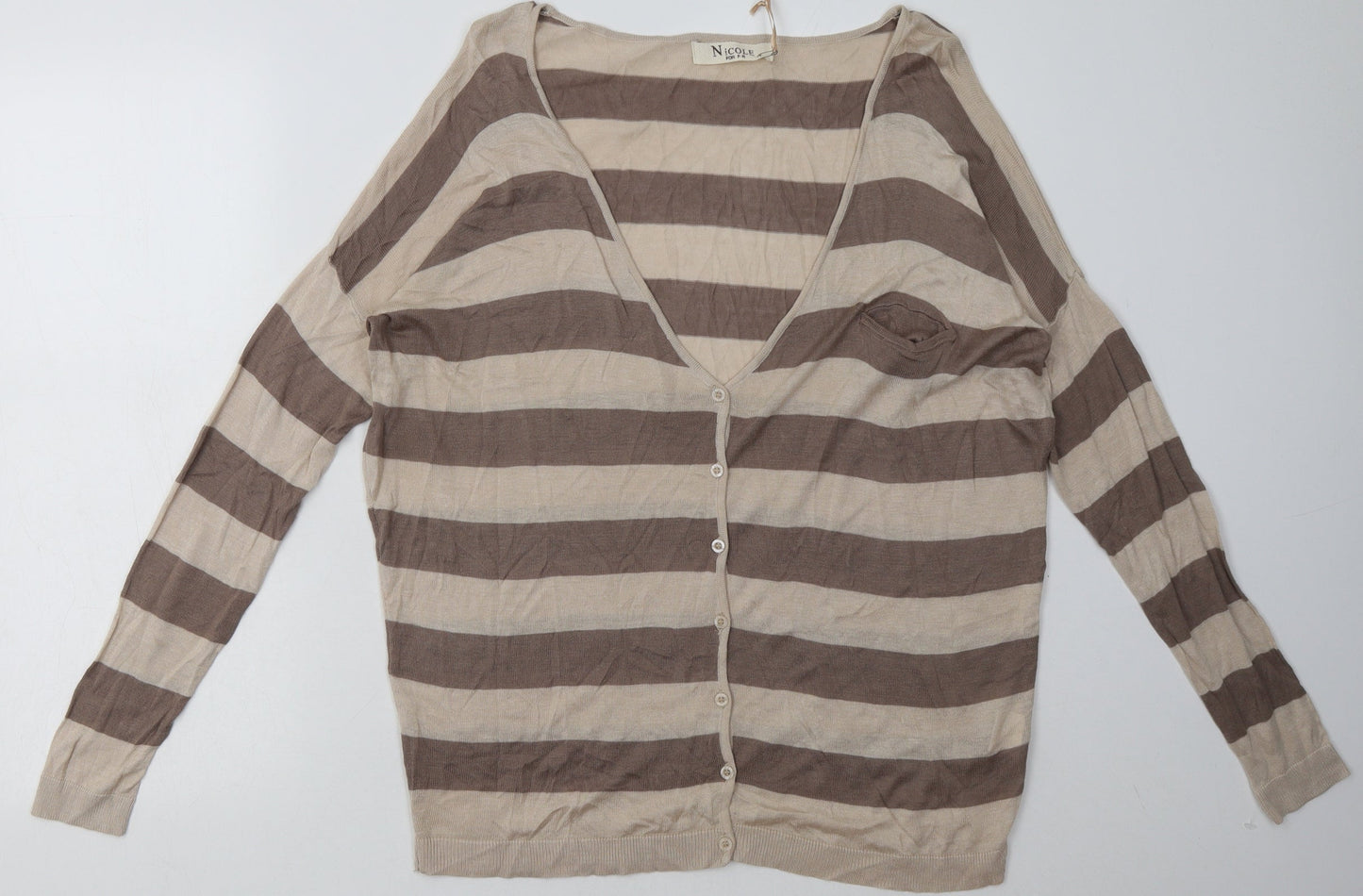 Womens UK Size One Size Nicole Brown Cardigan Jumper