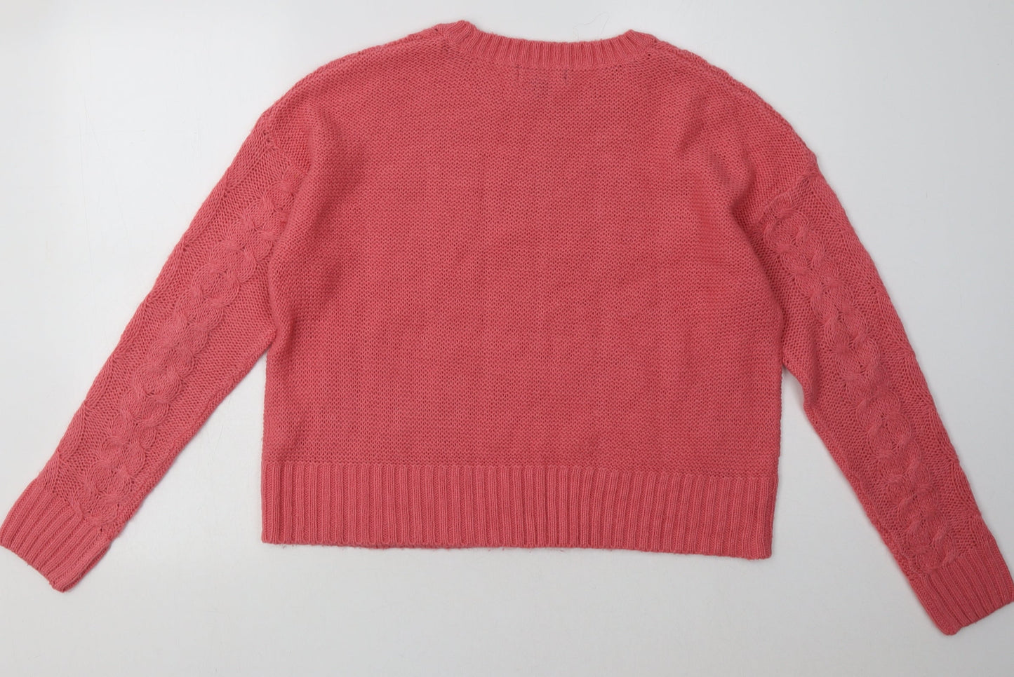 New Look Womens Pink Argyle/Diamond Acrylic Pullover Sweatshirt Size M  Pullover