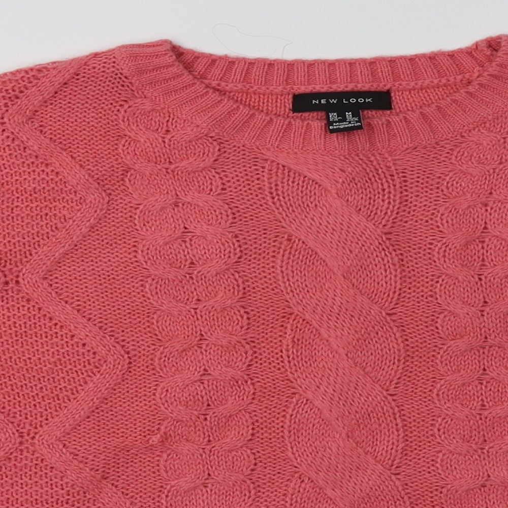 New Look Womens Pink Argyle/Diamond Acrylic Pullover Sweatshirt Size M  Pullover