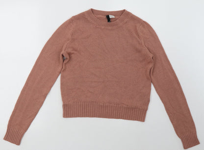 H&M Womens Pink  Acrylic Pullover Sweatshirt Size S  Pullover - Cropped