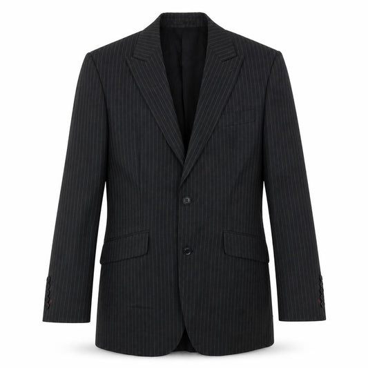 Front view of New Look women’s grey striped jacket blazer, size UK 36, button