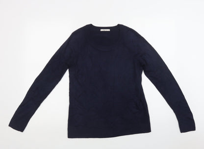 TU Womens Blue Round Neck  Acrylic Pullover Jumper Size 10