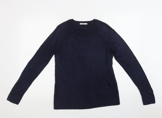 TU Womens Blue Round Neck  Acrylic Pullover Jumper Size 10