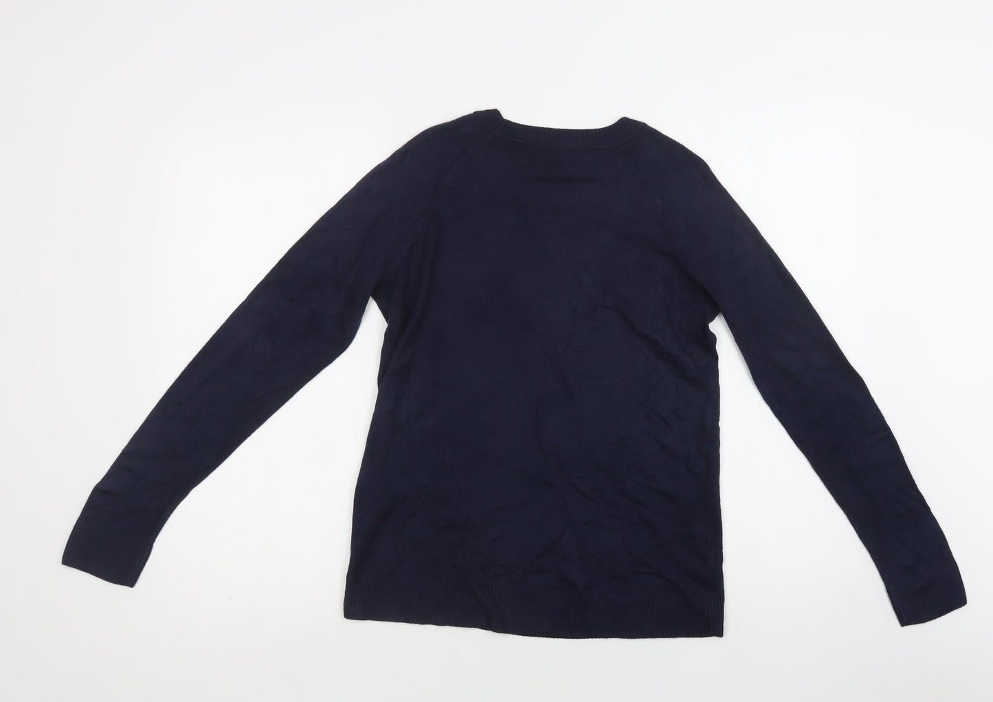 TU Womens Blue Round Neck  Acrylic Pullover Jumper Size 10