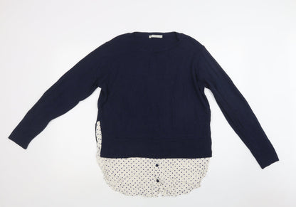 George Womens Blue Crew Neck  Acrylic Pullover Jumper Size 12