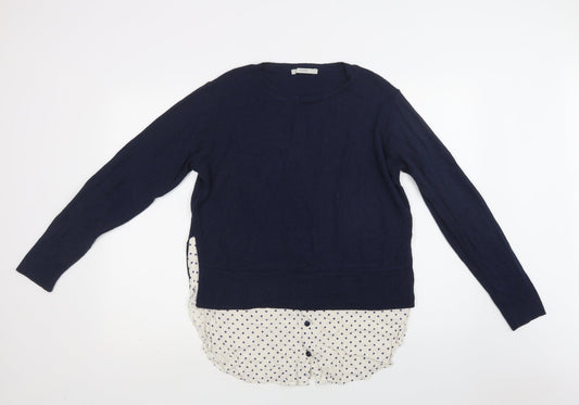 George Womens Blue Crew Neck  Acrylic Pullover Jumper Size 12