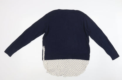 George Womens Blue Crew Neck  Acrylic Pullover Jumper Size 12