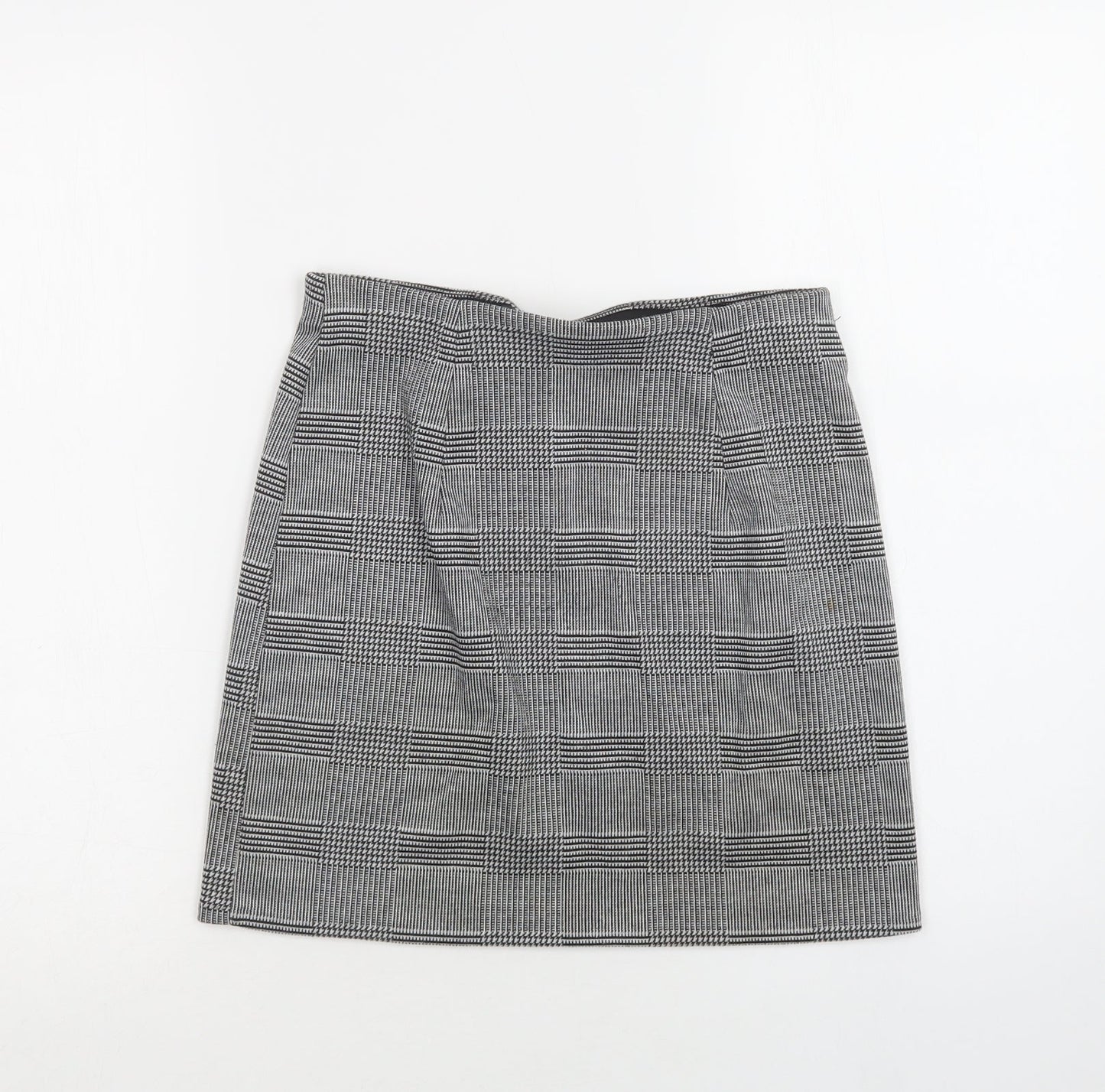 H&M Womens Grey Check Polyester Mini Skirt Size XS