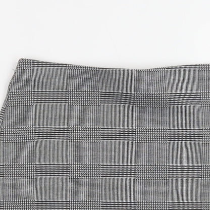 H&M Womens Grey Check Polyester Mini Skirt Size XS