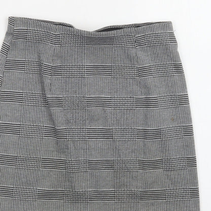 H&M Womens Grey Check Polyester Mini Skirt Size XS