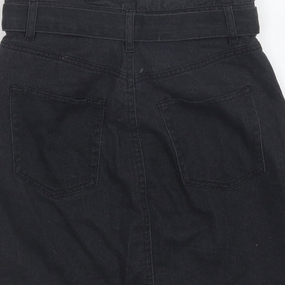 H&M Womens Black  Cotton Mini Skirt Size 6   Buckle