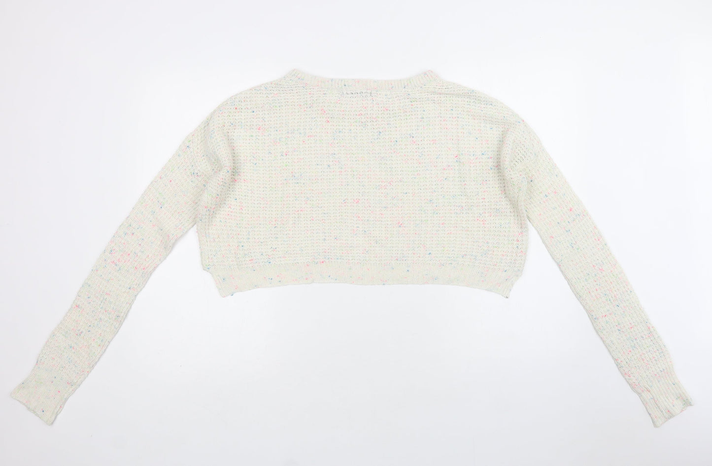 Primark Womens Beige Crew Neck  Acrylic Pullover Jumper Size 8   - Cropped