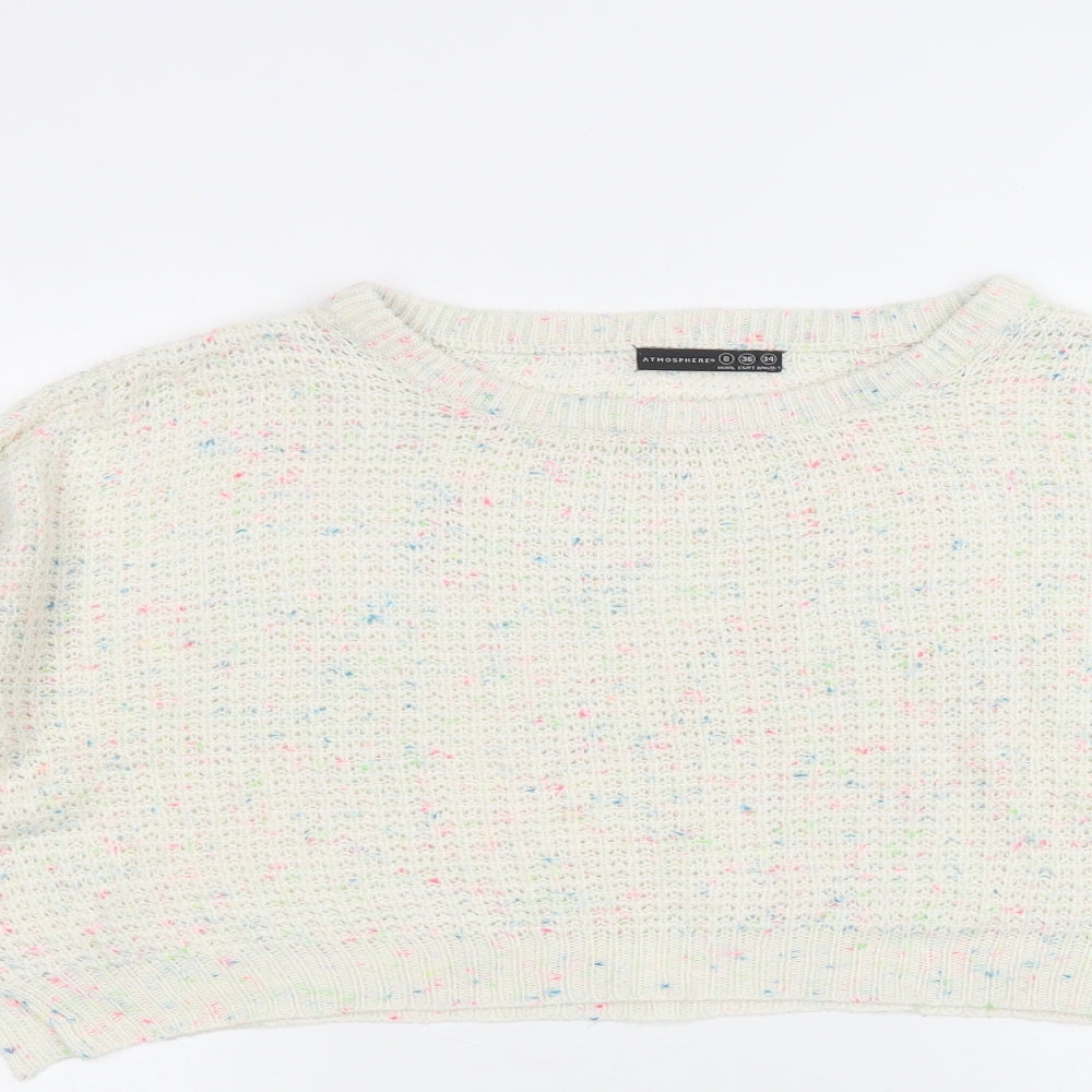 Primark Womens Beige Crew Neck  Acrylic Pullover Jumper Size 8   - Cropped