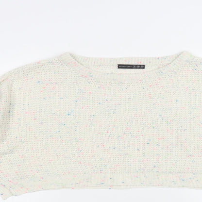 Primark Womens Beige Crew Neck  Acrylic Pullover Jumper Size 8   - Cropped