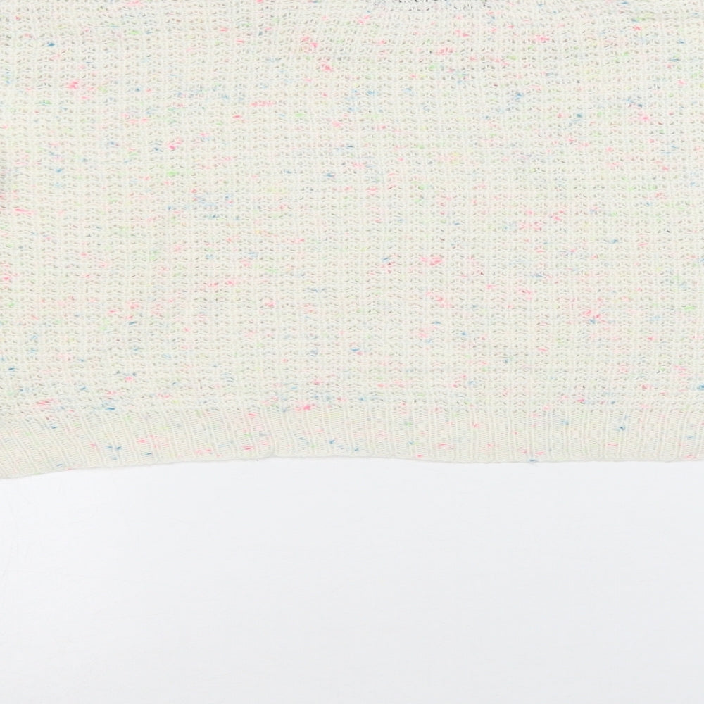 Primark Womens Beige Crew Neck  Acrylic Pullover Jumper Size 8   - Cropped