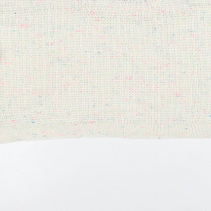 Primark Womens Beige Crew Neck  Acrylic Pullover Jumper Size 8   - Cropped