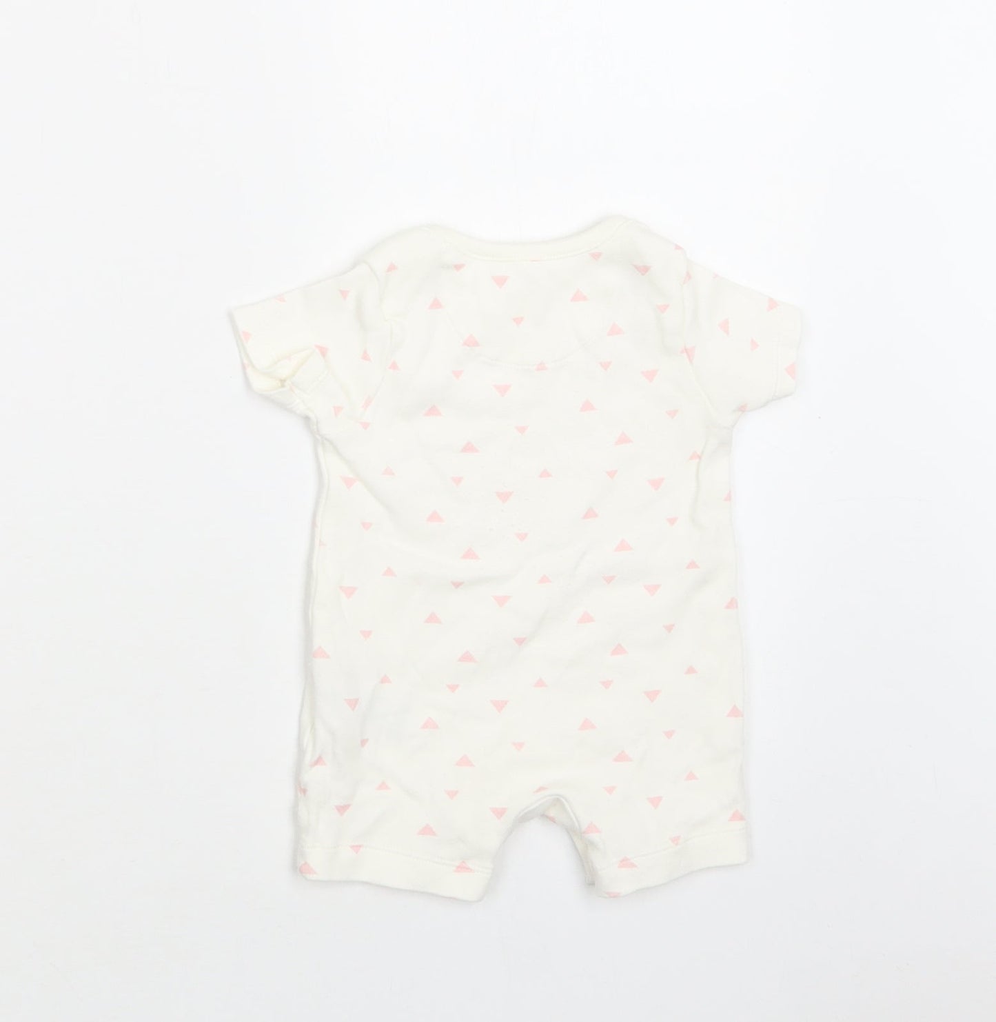 M&S Baby White Geometric Cotton Romper One-Piece Size 0-3 Months  Snap