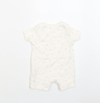 M&S Baby White Geometric Cotton Romper One-Piece Size 0-3 Months  Snap