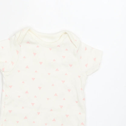 M&S Baby White Geometric Cotton Romper One-Piece Size 0-3 Months  Snap