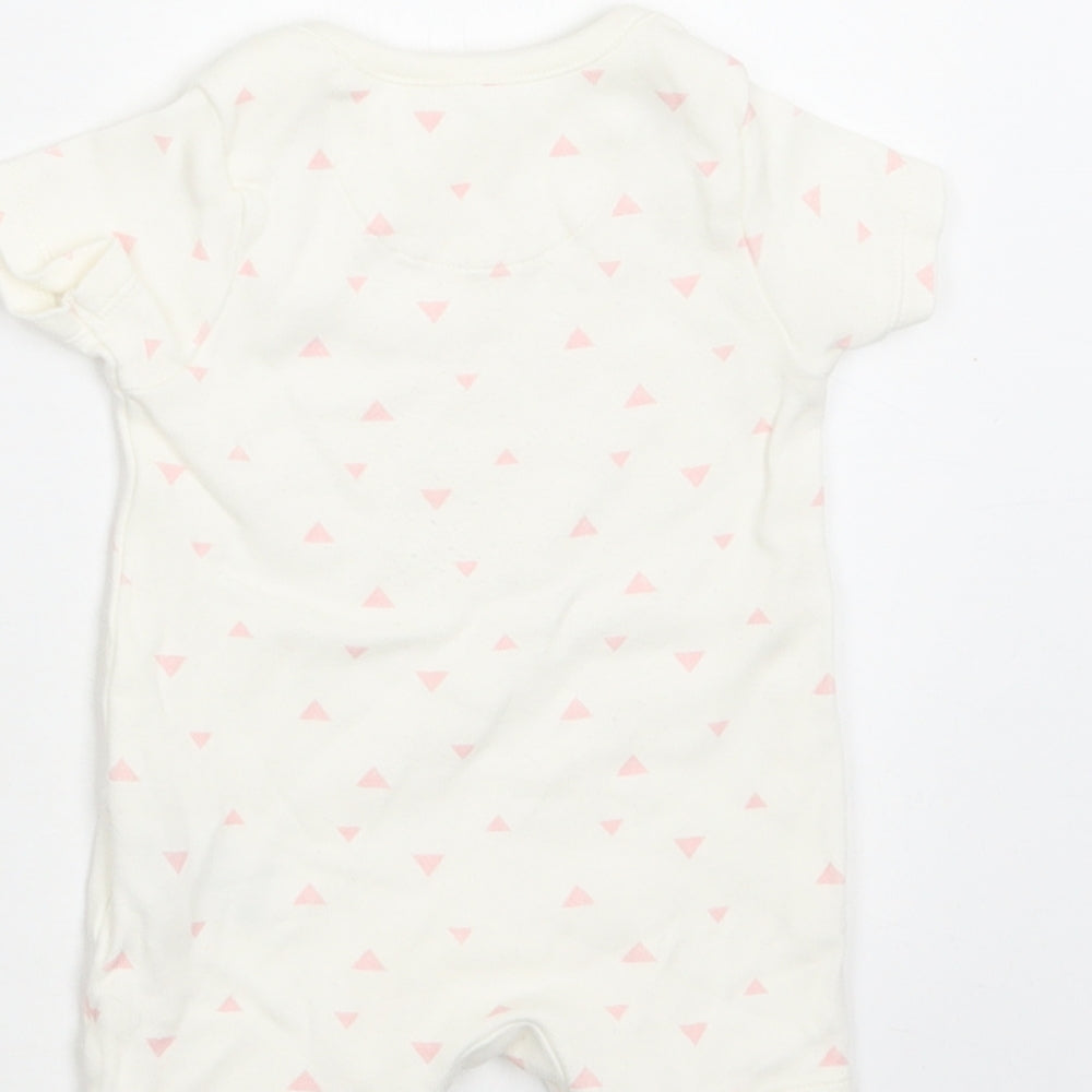 M&S Baby White Geometric Cotton Romper One-Piece Size 0-3 Months  Snap