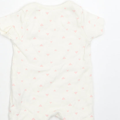 M&S Baby White Geometric Cotton Romper One-Piece Size 0-3 Months  Snap