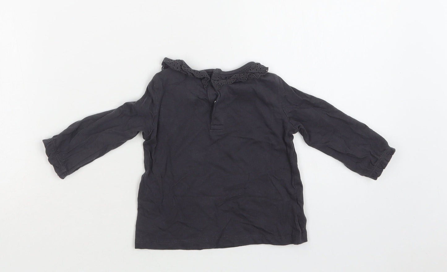 F&F Baby Grey  Cotton Basic Blouse Size 3-6 Months Crew Neck Snap
