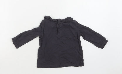 F&F Baby Grey  Cotton Basic Blouse Size 3-6 Months Crew Neck Snap