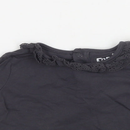 F&F Baby Grey  Cotton Basic Blouse Size 3-6 Months Crew Neck Snap