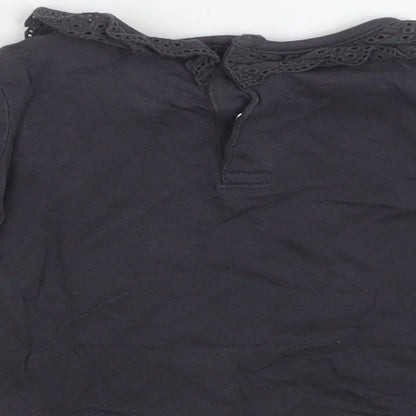 F&F Baby Grey  Cotton Basic Blouse Size 3-6 Months Crew Neck Snap
