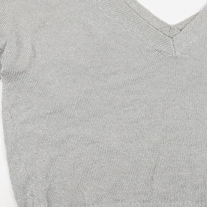 Womens UK Size 6 Topshop Silver Pullover Jumper