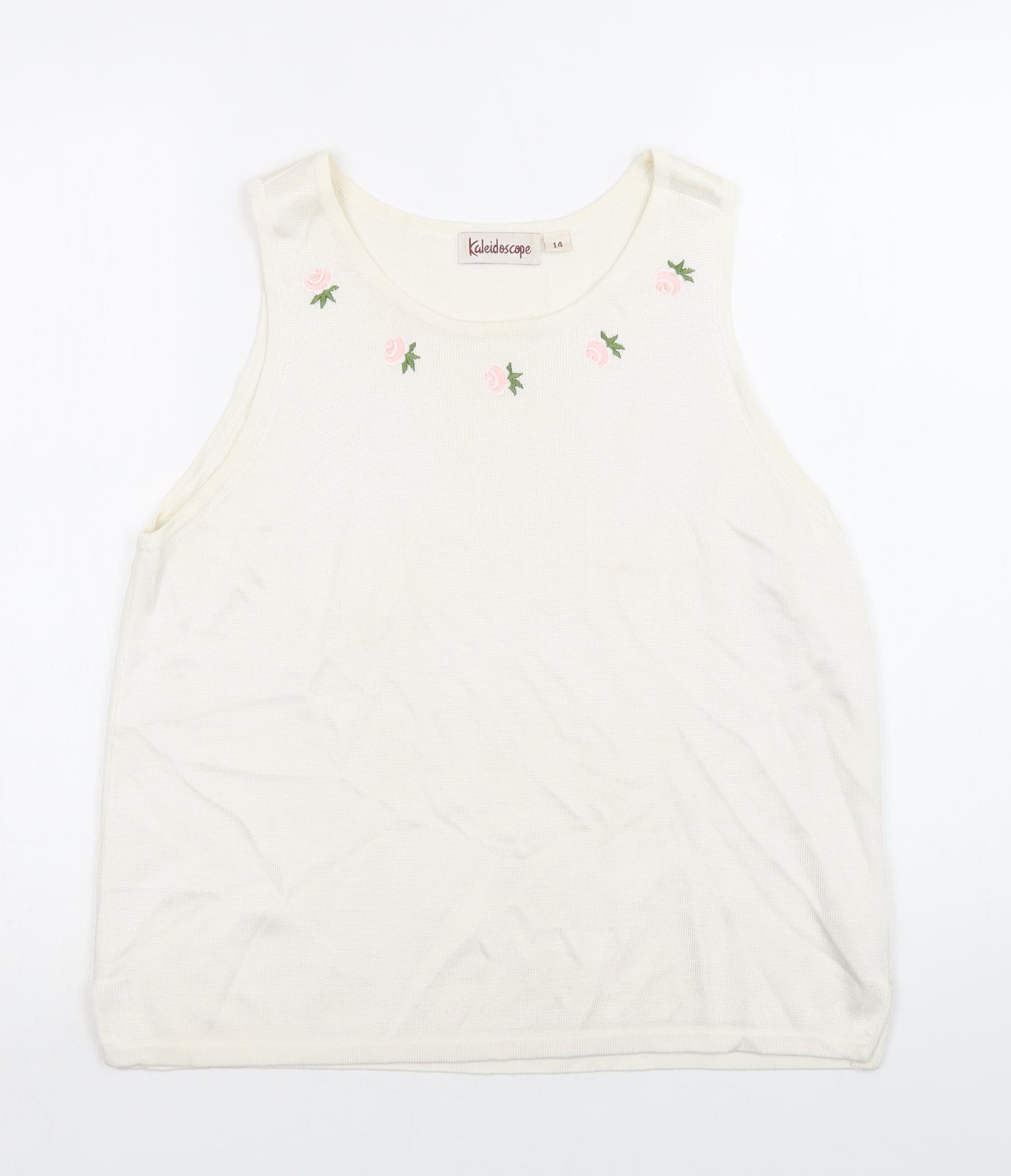 Womens UK Size 14 Kaleidoscope Ivory Basic Blouse