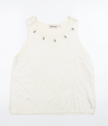 Womens UK Size 14 Kaleidoscope Ivory Basic Blouse
