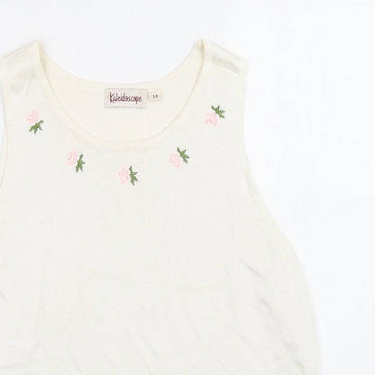Womens UK Size 14 Kaleidoscope Ivory Basic Blouse