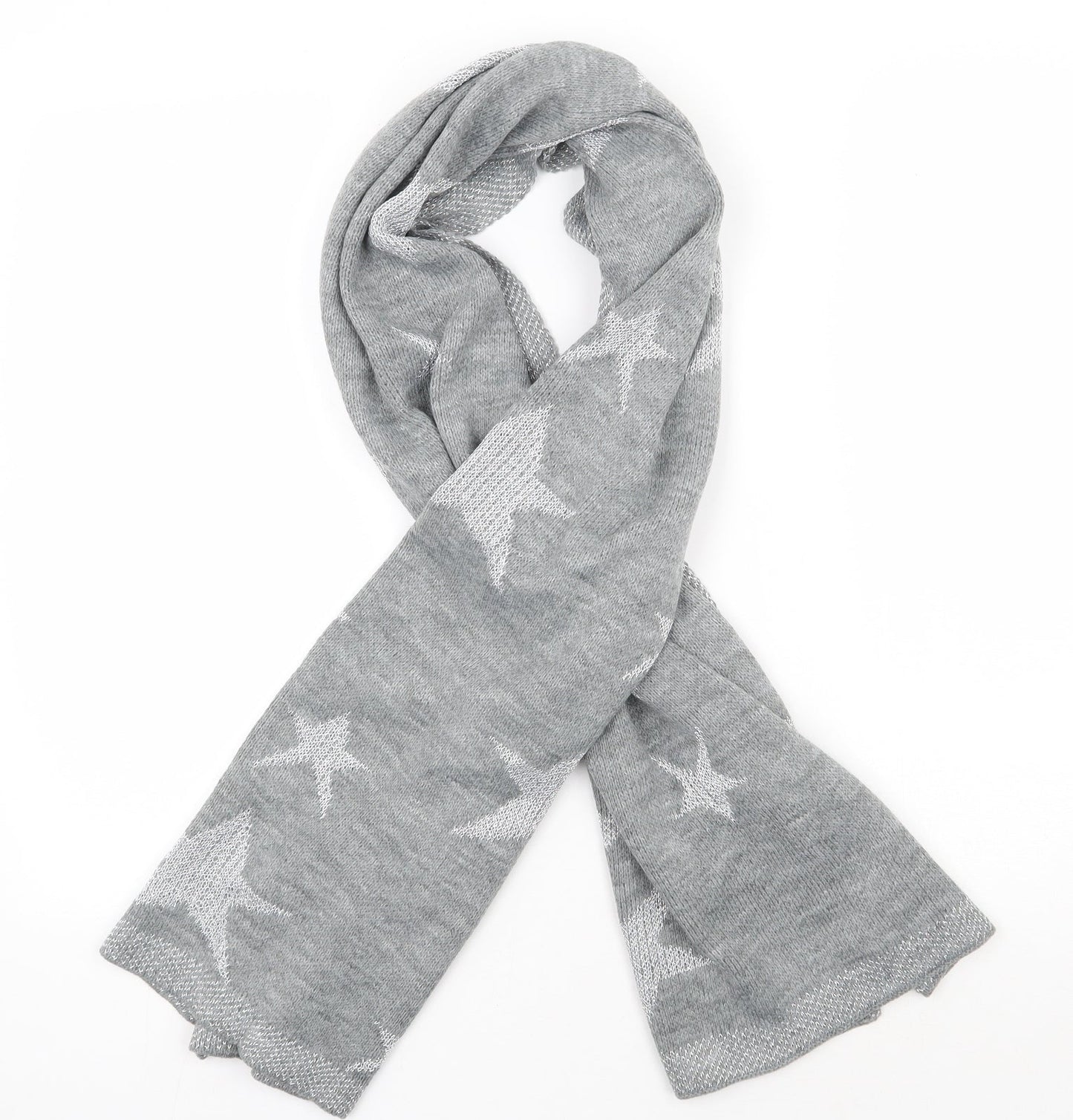 Preworn Womens Grey Geometric Acrylic  Scarf    - Stars